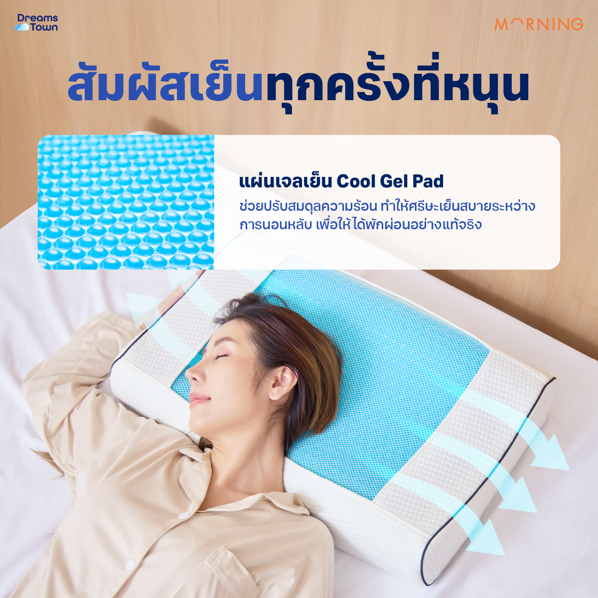 หมอนสุขภาพ MEMORY FOAM & GEL MORNING SLEEP FRESH PILLOW_2